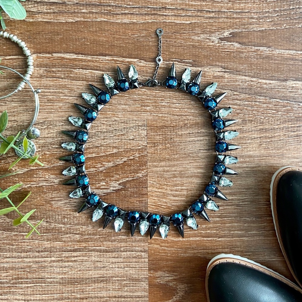 🌼Blue & Dark Grey Spiked Choker